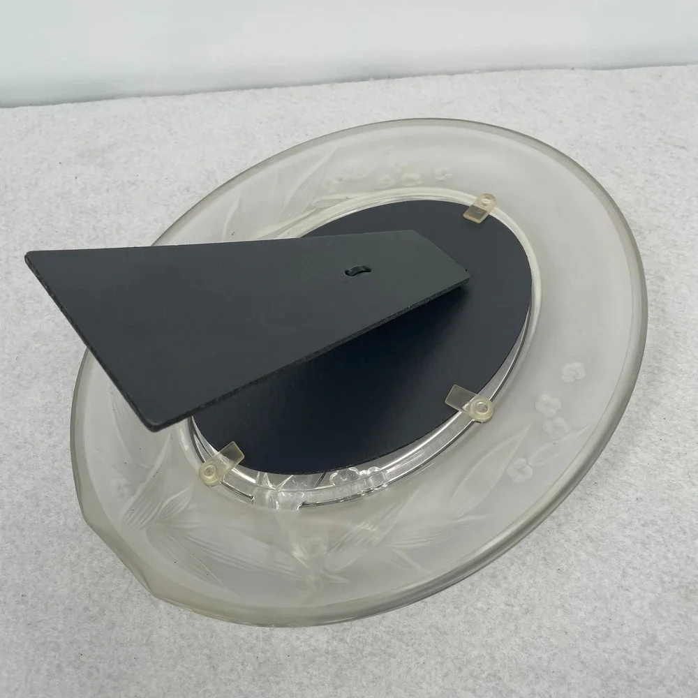 Frosted Glass Oval Picture Frame Etched Floral Bird Design 5x7 Photo Opening